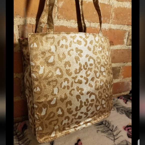 VINTAGE METALLIC CHEETAH PURSE GOLD SPARKLY LEOPARD ANIMAL PRINT Y2K GRUNGE PUNK - Picture 3 of 9